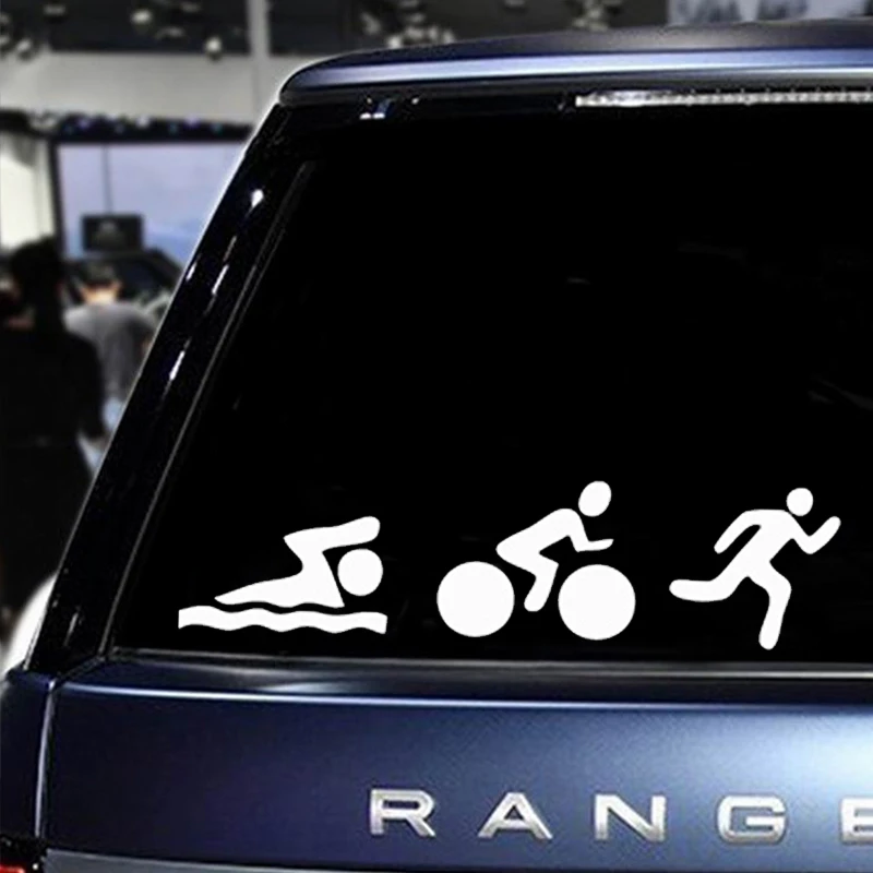 Автомобильная наклейка для триатлона на окно плавания велосипеда бега марафона