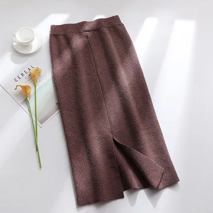 Skirts Womens Autumn Knitting Cotton Women Korean Skirt Straight Knit Long High Waist Bodycon Winter Split OL |