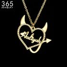 Имена на заказ ожерелье в форме сердца яркая алмазная корона ожерелья из нержавеющей стали персонализированные ювелирные изделия колье Женское Ожерелье