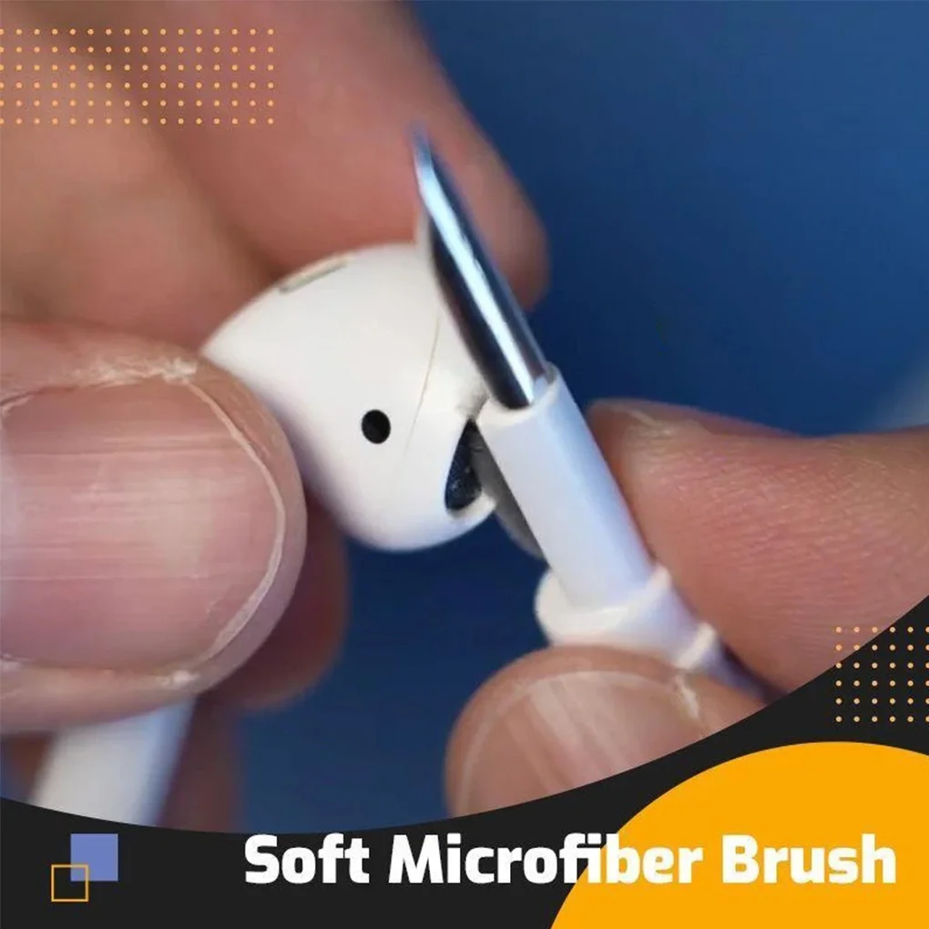 

Bluetooth-compatible Earbuds Cleaning Pen Brush Kit Double Head Hand Type Soft Fiber Earphones Charging Case Cleansing Tools