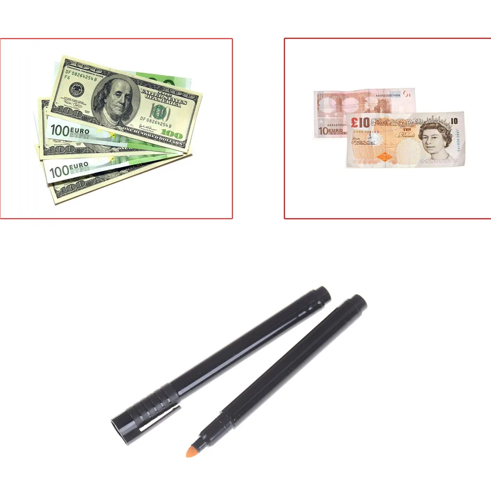 2pcs Money Checker Tester Pen Unique Ink Currency Detector Counterfeit Marker Fake Banknotes Checkering Tools Money Detector