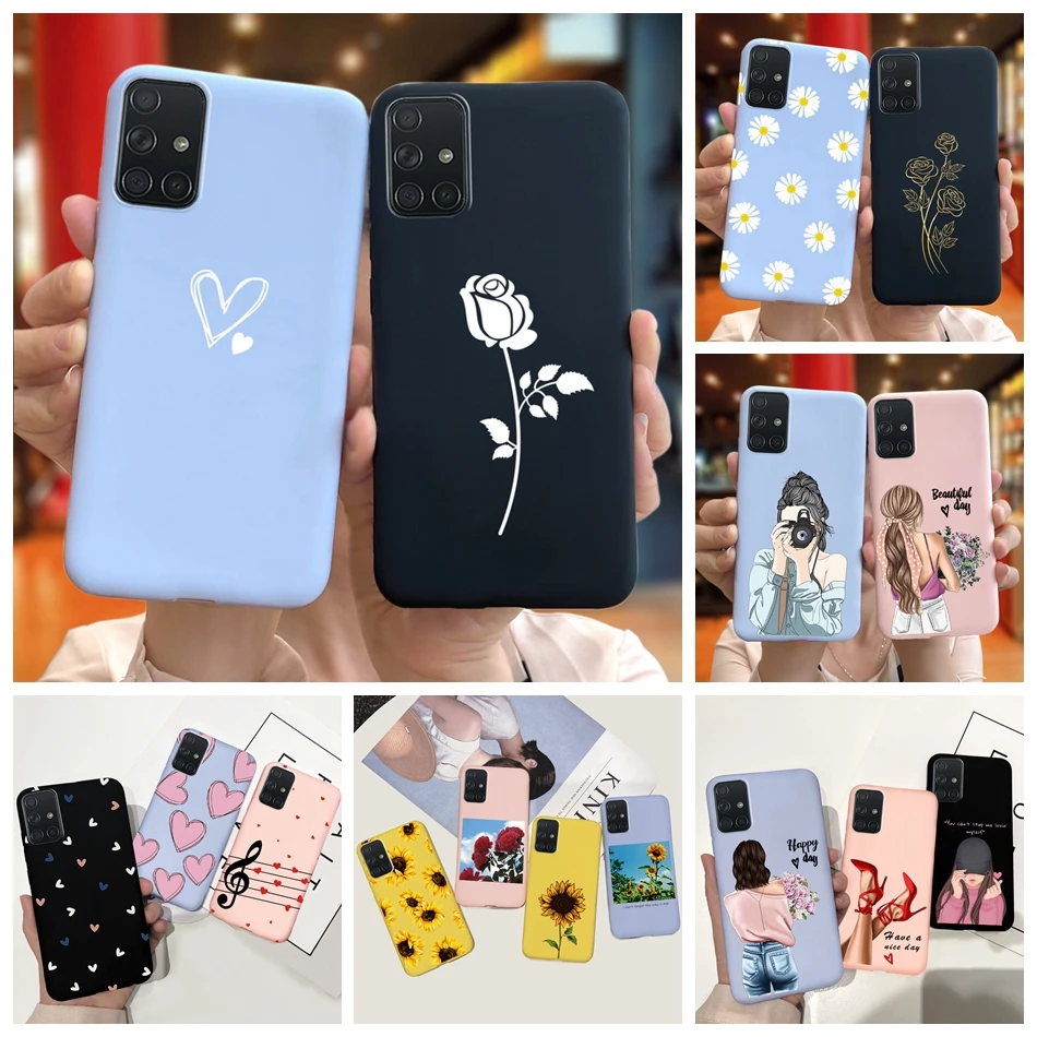 Чехол с красивой девушкой и цветком для Samsung A51, мягкий ТПУ чехол для телефона, задняя крышка для Samsung Galaxy A51, A71, A515F, A715F, силиконовый бампер