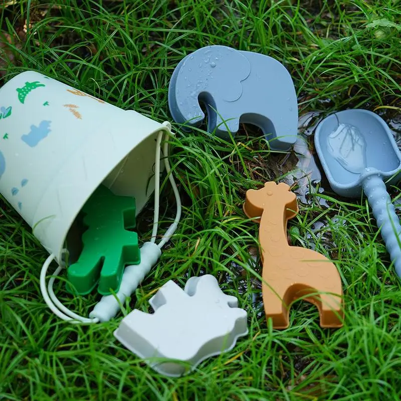 

Ins Beach Toy Summer Toy Cute Cartoon Animal Model Silica Gel Beach Bucket Set Seaside Parent-child Interactive Toy Swimming Toy