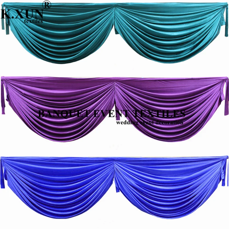 6 м дешевая цена ледяной шелк свадьба фон занавеска Топ Swag драпировка для сцены