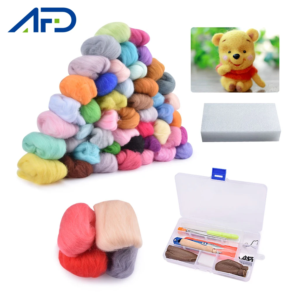 

Ручной набор для валяния шерсти 50 цветов Шерстяное волокно для валяния игл шерстяная ткань Сделай Сам маленькие игрушки ручной работы сумк...