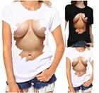 Женская футболка размера плюс, летние крутые топы, Повседневная футболка с коротким рукавом и круглым вырезом, 3D принт груди, футболки с принтом топ женский женские футболки футболки футболка женская