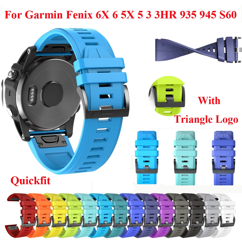 

Ремешок силиконовый для наручных часов, 26 мм, для Garmin Fenix 6X 6 Pro 5X 5 Plus 3 3HR 935 945 22 мм