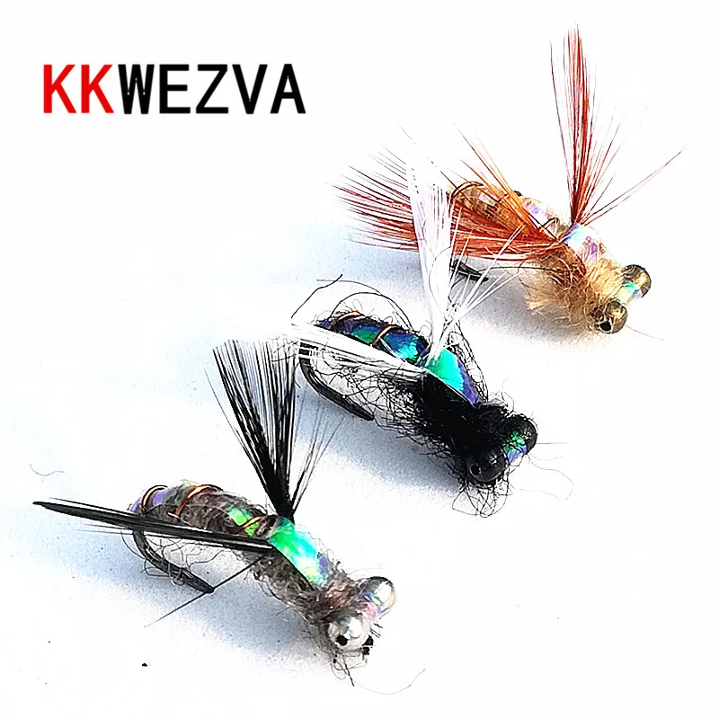 

KKWEZVA 15Pcs Trout Nymph Fly Fishing Lure Wet Flies Nymphs Hook Natural Color Ice Fishing Lures Artificial Insect Bait