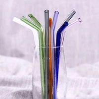 heat high temperature resistant glass elbow multi color cup transparent bent straw juice beverage tubing creative stirring rod