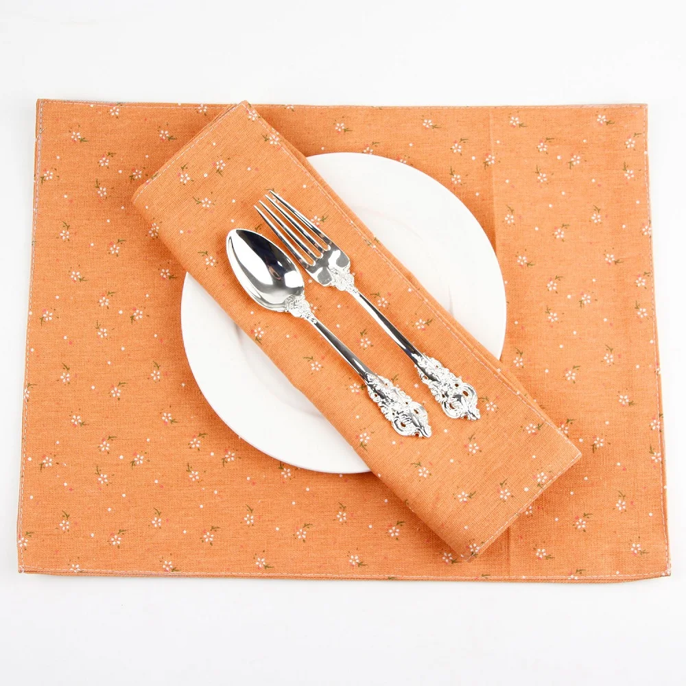 

12 Pcs Floral Pattern Polyester Cotton 30x40cm Napkin Insulation Placemat Soft Dining Table Napkins Mat Kids Table Napkin Fabric