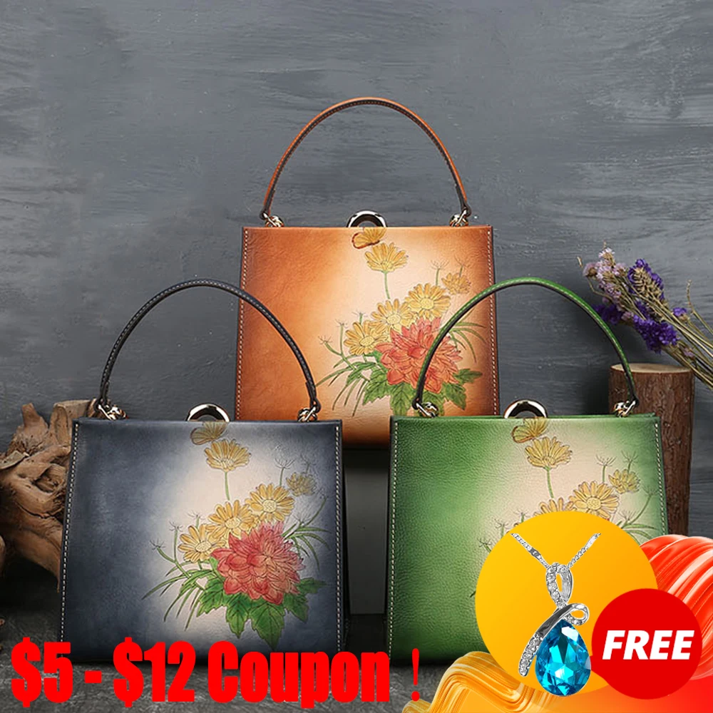 

CGA Vintage Women Bags 2021 New Genuine Leather Luxury Handbags First Layer Cowhide Shoulder Casual Tote Bag Bolsos Para Mujer