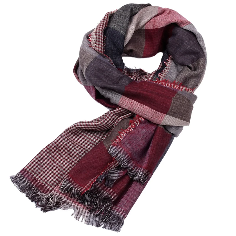 

2021 Men's Autumn and Winter Plaid Yarn-dyed Scarf Korean Shawl Thick Warm Scarf Double-sided Tassel Scarf