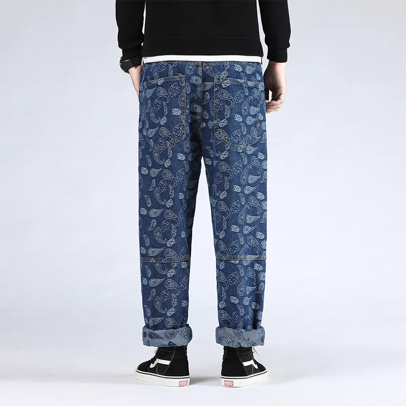 46 Plus Size 2021 High Quality Men's Baggy Casual Denim Male Straight Pants Fashion Jeans Loose Trousers Versatile Streetwear