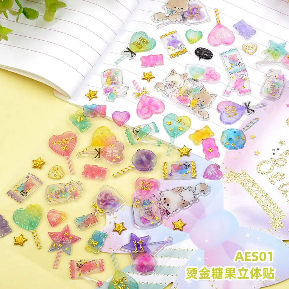 

Children's crystal candy stickers bright crystal gilded cute 3D stereo paste baby cute hand account decoration paste picture