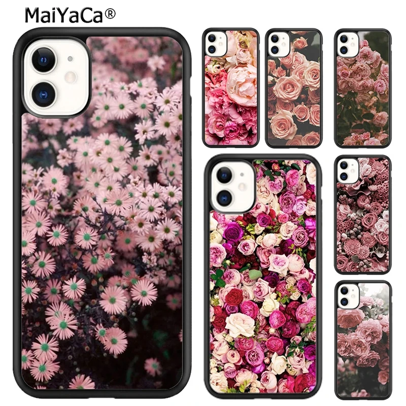 Большой чехол MaiYaCa с розовыми цветами для телефона iPhone SE 6 6s 7 8 plus X XR XS 11 12 13 pro max Samsung