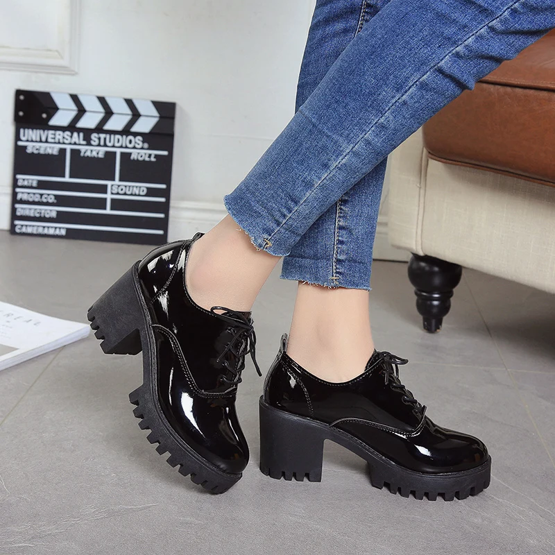 Весна 2021 новый стиль английский модельные туфли для девушек с толстыми и