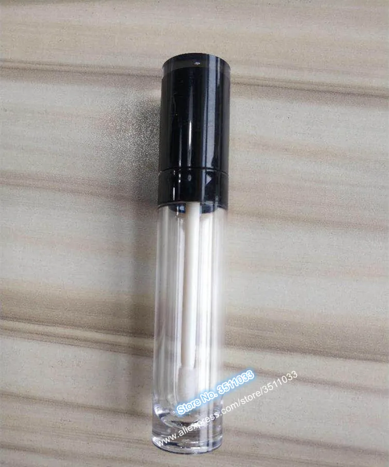 Новинка 5 мл Прозрачная Круглая пустая трубка для блеска губ черная прозрачная