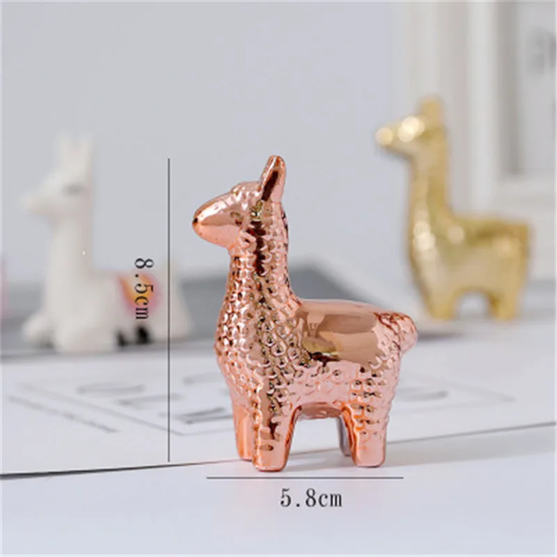 

Nordic Ceramic Crafts Electroplated Golden Mini Rabbit Flamingo Deer Ornaments Photography Props Desktop Decoration Accessories