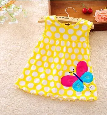 Детское платье для девочек 2019 новое, с изображением точек и бантом, на лето, без рукавов, из хлопка.