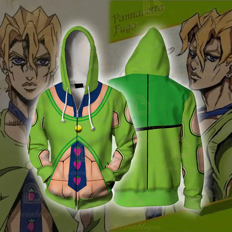 

Anime JoJo's Bizarre Adventure Hoodies 3D Print Jonathan Joestar Cosplay Spring Autumn Sweatshirt Tracksuit Zip Up Outerwear