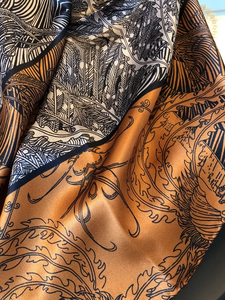 Шарф с очаровательным принтом из 100% натурального шелка шейный платок шаль Мягкий