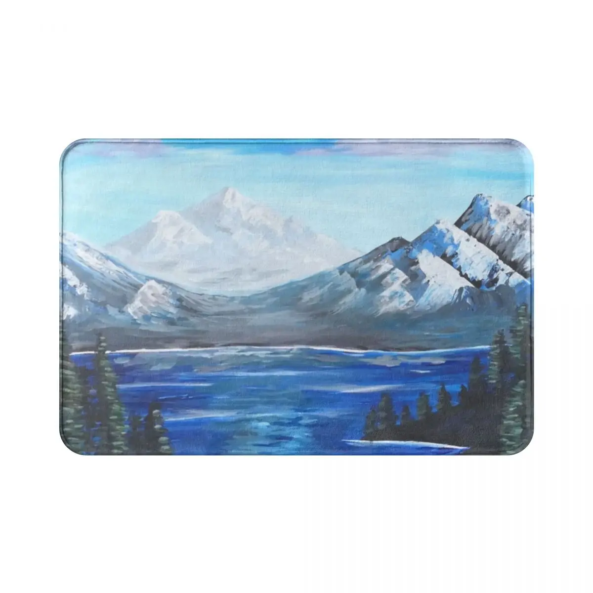 

Полиэстеровый Придверный коврик с изображением озера и гор, нескользящий коврик для ног, водонепроницаемый, маслостойкий, для коридора, кух...