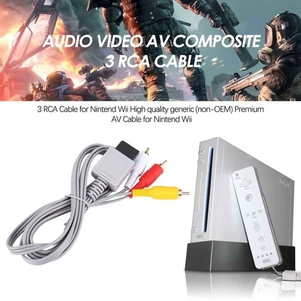1 8 м позолоченный Аудио Видео AV композитный 3 RCA кабель для Nintendo Wii|Кабели| |
