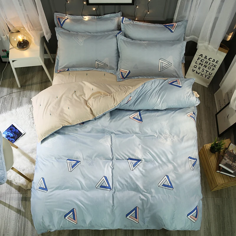 

Европейский Простой Комплект постельного белья, пододеяльник, простыня, наволочка, подушка, постельное белье, 200x230 см, двойной размер, домаш...