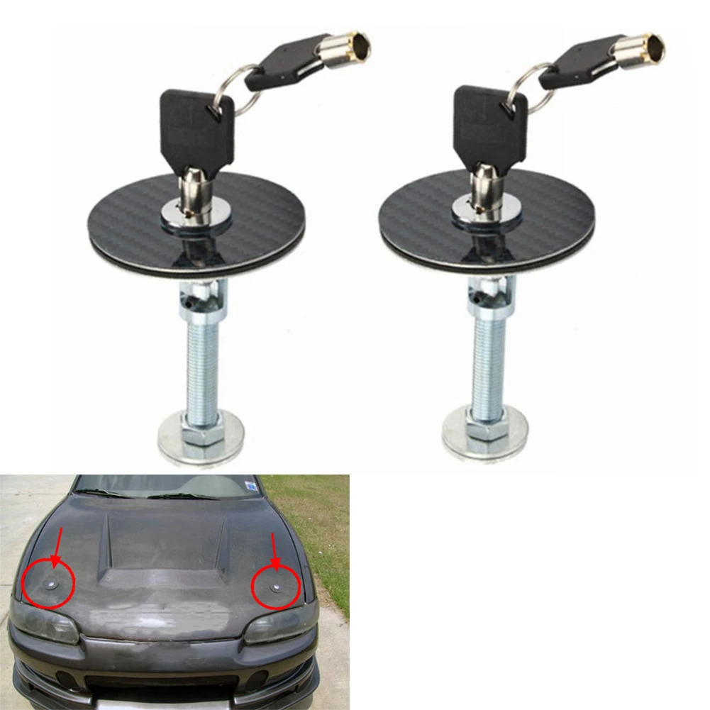 

Engine Universal Hood Pin Lock Kit Security Auto Car Key Latch Carbon Fiber Flush Bonnet Accessories Styling Racing Mount