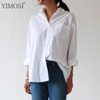 Женская Повседневная Блузка, белая однотонная рубашка с длинным рукавом, элегантная офисная рубашка в Корейском стиле, весна 2021, размера плюс