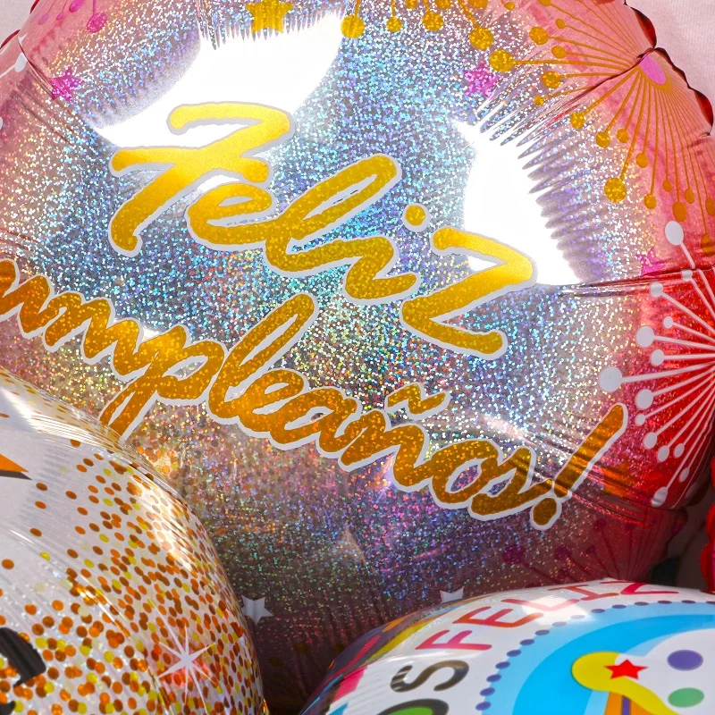 50 шт в наборе 18 дюймов Лазерная Feliz cumpleaños испанский Happy День рождения Mylar Фольга