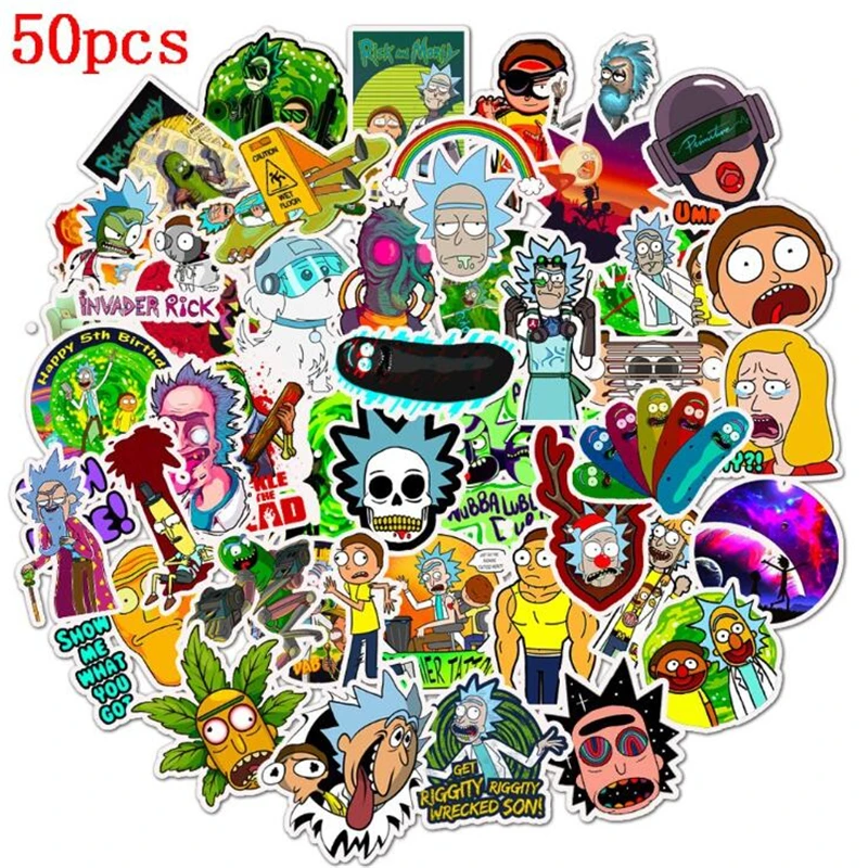 50 шт мультфильм Рик и Моти стикер водонепроницаемый для ноутбука чемодан