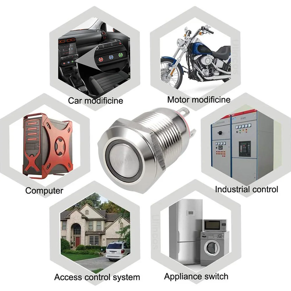 12 мм силовой знак нажимной металлический Водонепроницаемая кнопка