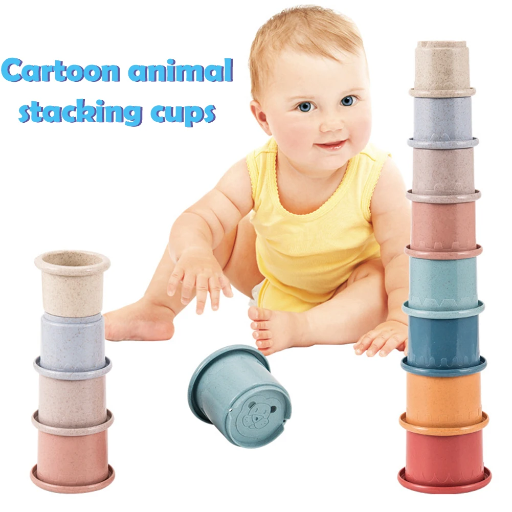 

Creative Baby Stacking Cups Interesting Education Baby Bath Toys Stack Tower Gift Baby Birth Montessori Toys