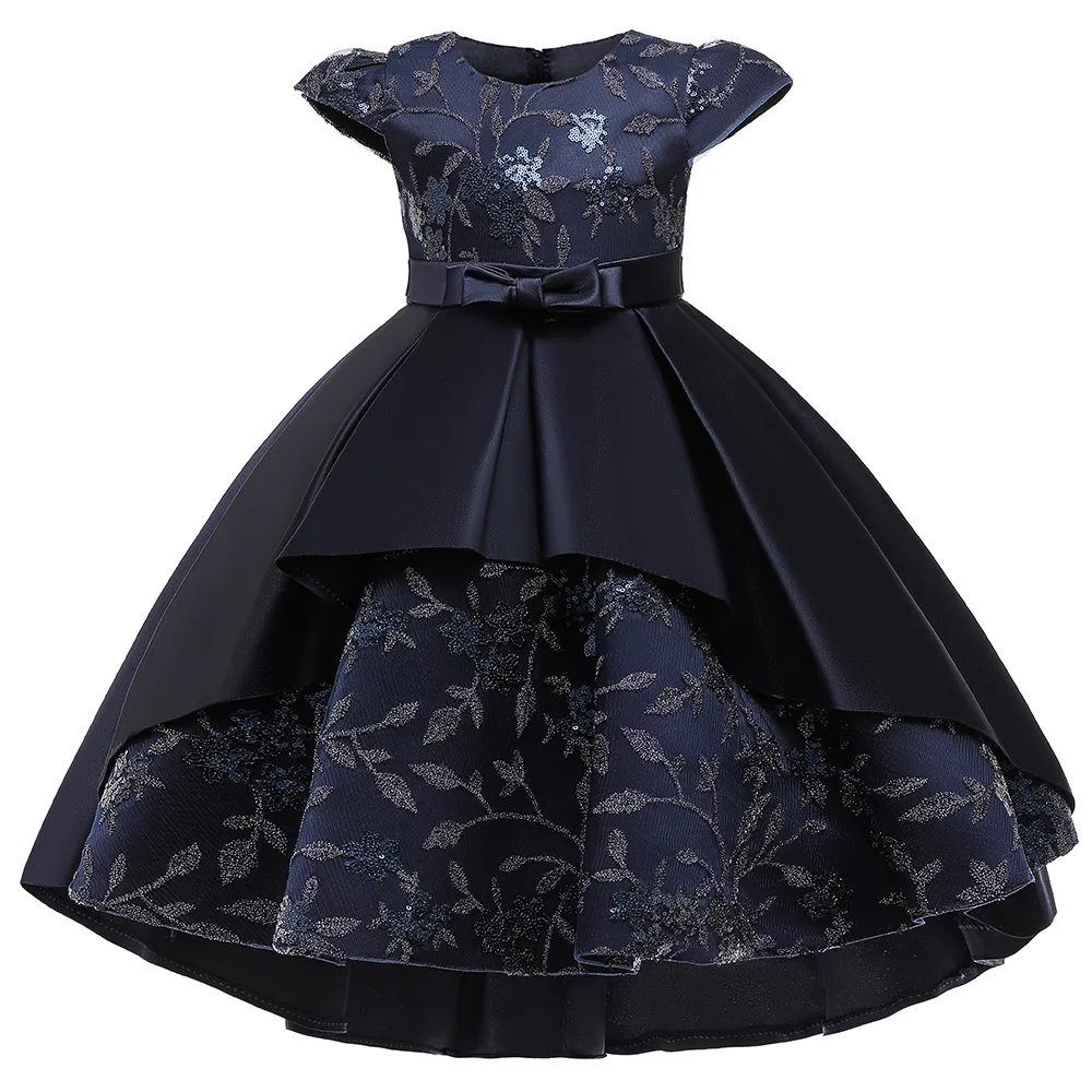 

Embroidery Tailing Sequin Dress Girl Flying Sleeve Princess Wedding Kid Dress for Girl Clothes Birthday Evening Bridesmaid Dress