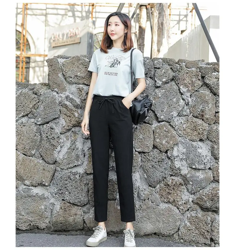 Женские весенне-летние брюки из хлопка и льна Однотонные брюки-шаровары ярких