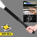 Светодиодный фонарик высокой мощности, люмен, перезаряжаемая телескопическая дубинка для самообороны, водонепроницаемая бейсбольная бита, Полицейский Фонарик с зумом