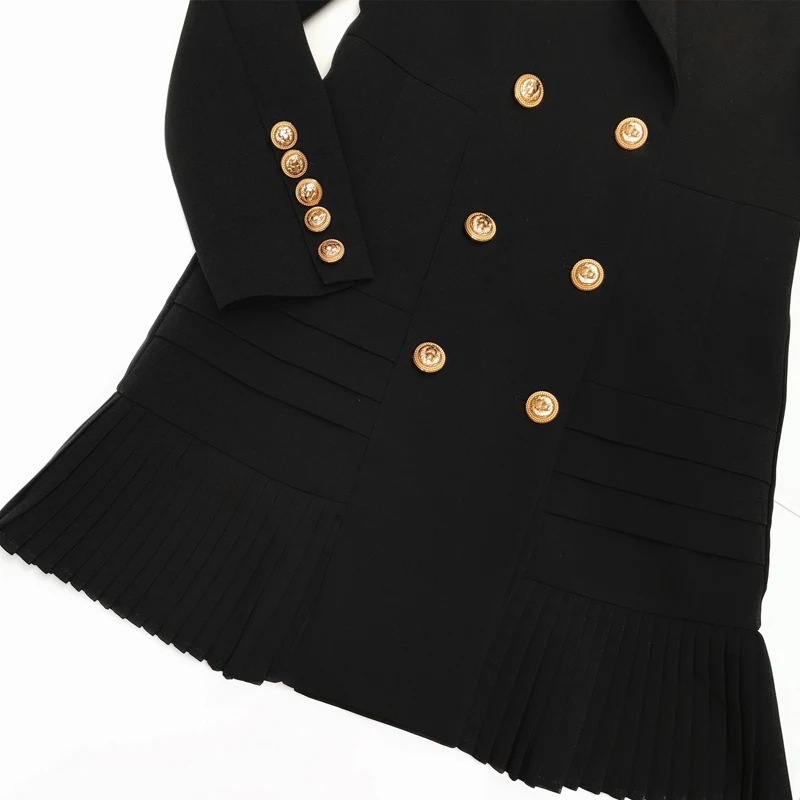 Женское платье Классический двубортный плиссированный низ тонкий костюм OL |