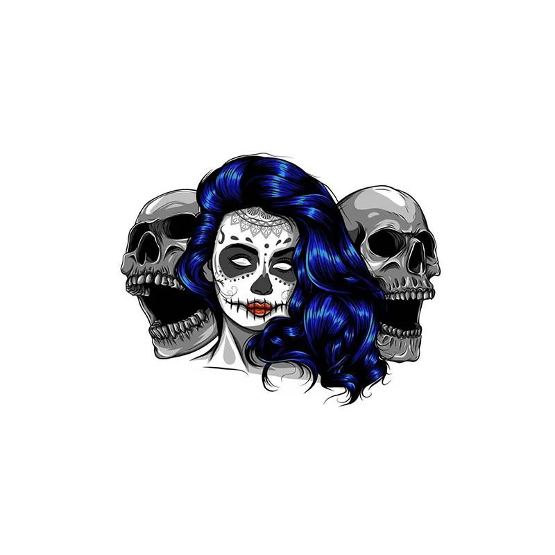 

Interesting Beauty Skull Car Stickers Cover Scratches Waterproof PVC 10cm X 15cm