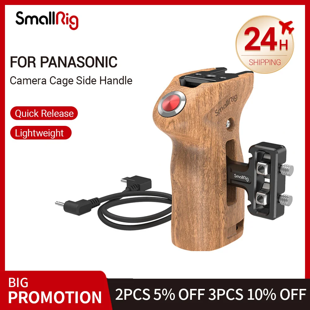

Боковая ручка SmallRig для камеры Panasonic, беззеркальная камера s с резьбовыми отверстиями 1/4 дюйма и дистанционным триггером 2934
