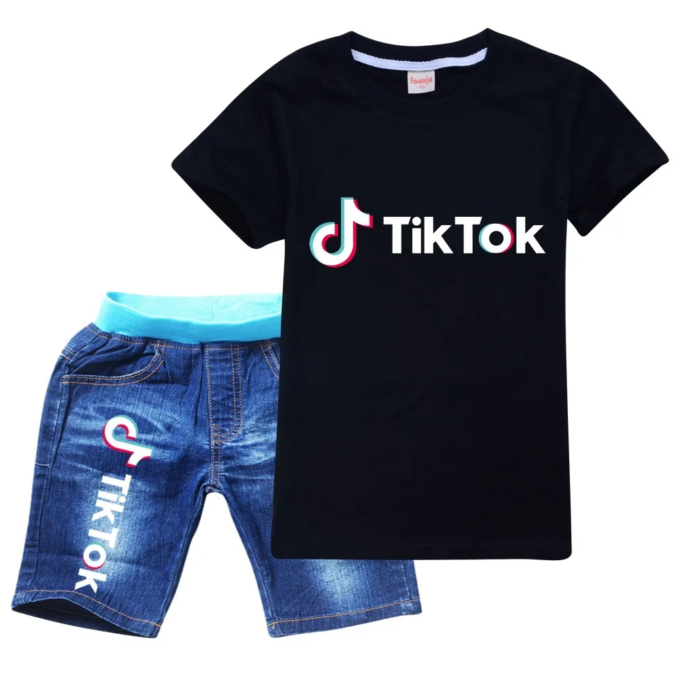 

Summer Children Short Sleeve T-Shirts + Denim Shorts 2Pcs/sets Girls Clothes Outfits Fashion Kids Toddler Casual Tracksuits set