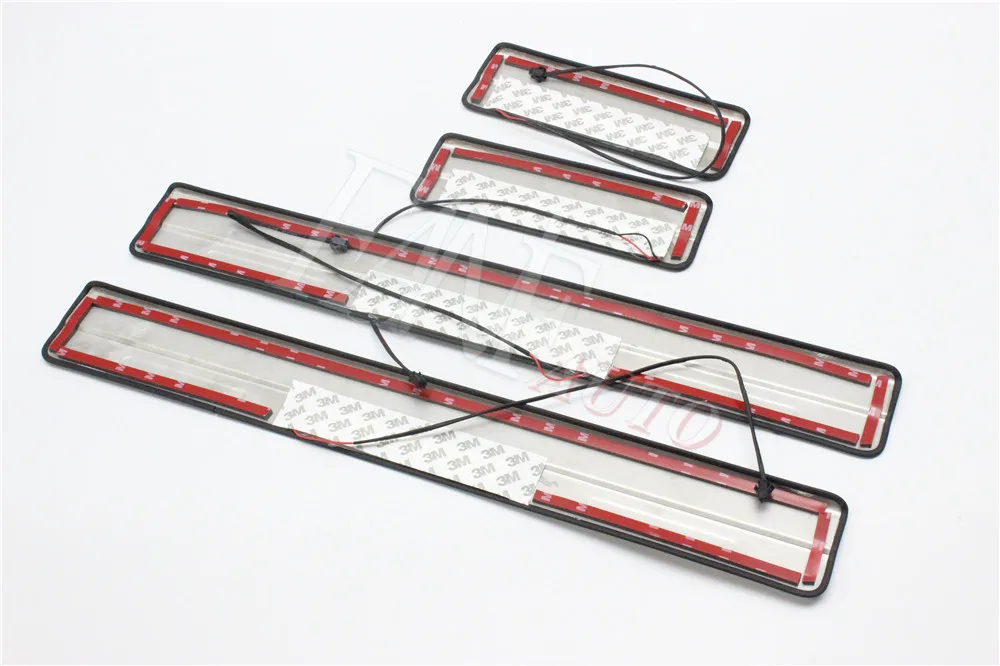 Стайлинг автомобиля светодиодная Накладка на порог из нержавеющей стали