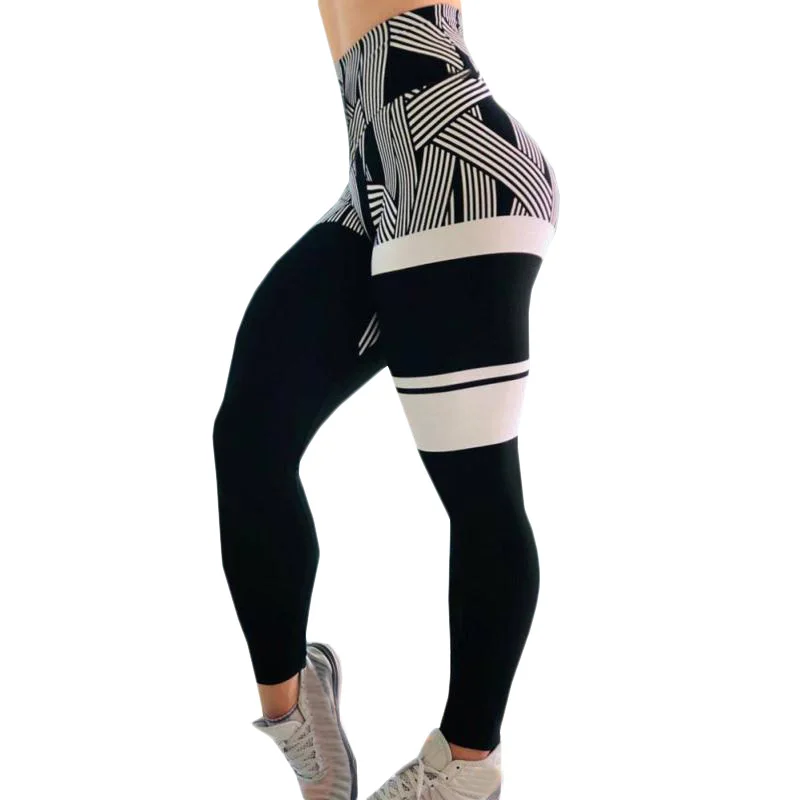 

Geometric Print Women Fitness Pants High Waist Workout Sport Leggings Elastic Jogging Sportwear Slim Tights Stretch