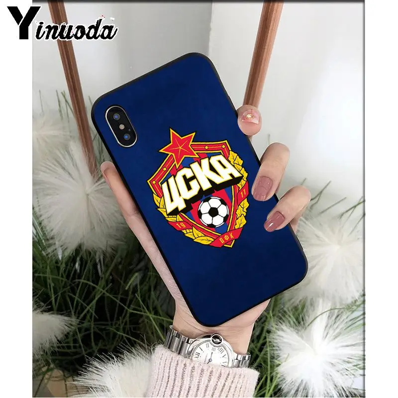 Yinuoda PFC ЦСКА, мягкий черный чехол из ТПУ для телефона iPhone 5 5Sx 6 7 7plus 8 8Plus X XS MAX XR