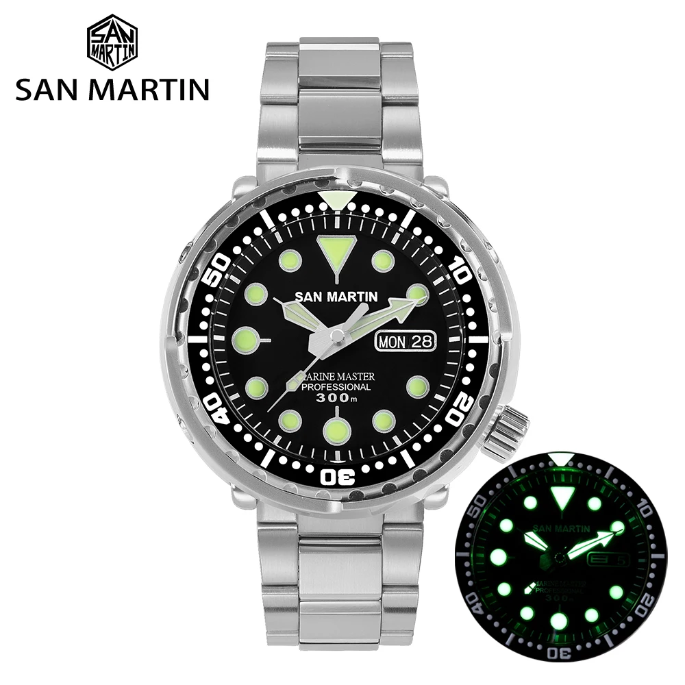

San Martin Tuna Diver Watch Stainless Steel Sapphire NH35A Men Automatic Watch Ceramic Bezel Luminous Mechanical Watch