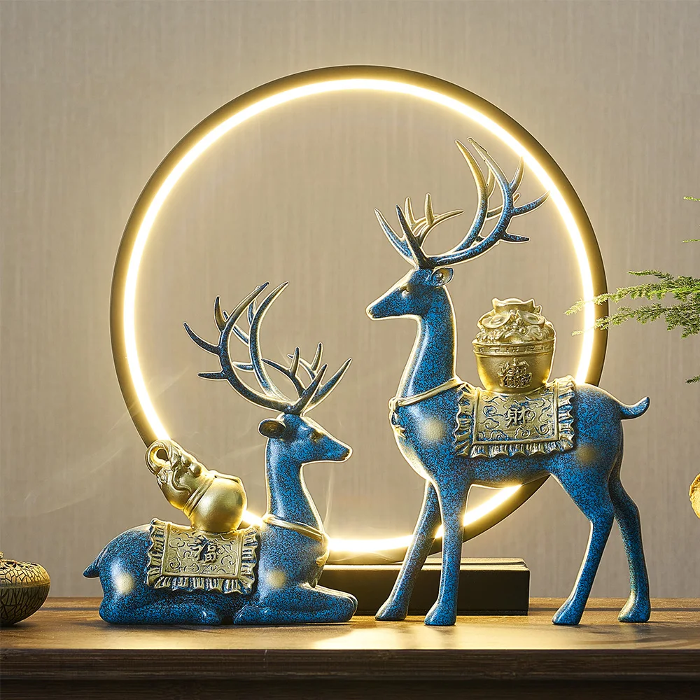 

Animal Figurines Home Decoration Accessories For Living Room Deer Statues Office Desk Decor Resin Sculpture Abstract Decor Gifts