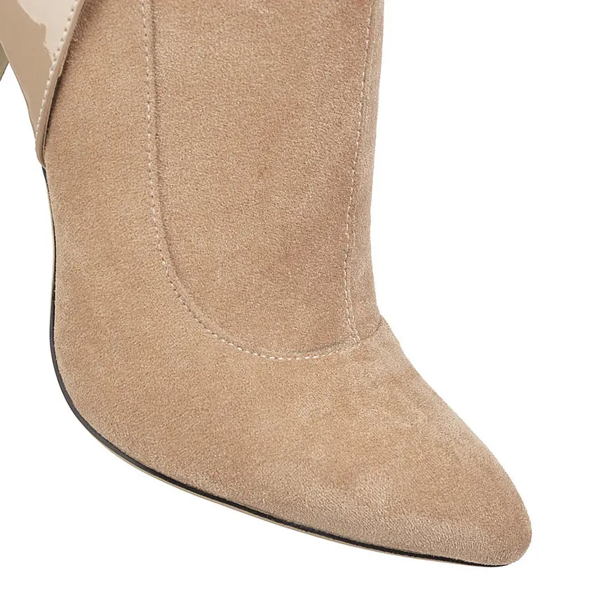 QUTAA/ г. Эластичные флоковые Сапоги выше колена без шнуровки осенне-зимние пикантные женские сапоги на тонком высоком каблуке с острым носком размер 34-43