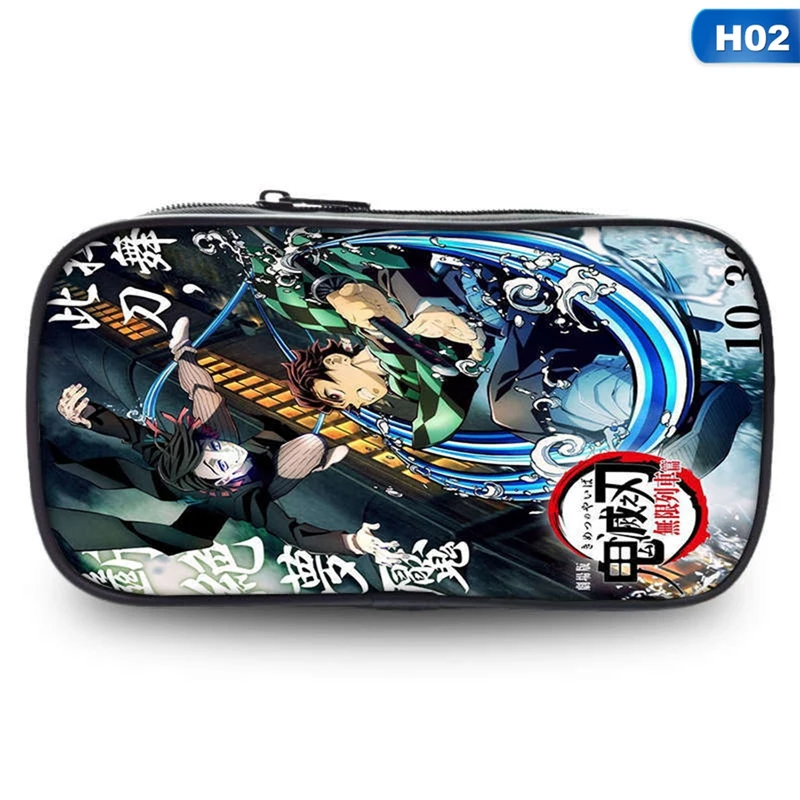 

1Pc Japanese Anime Demon Slayer Kimetsu no Yaiba Pencil Case Oxford Fabric Pen Bag Large Capacity Stationery Storage Pouch