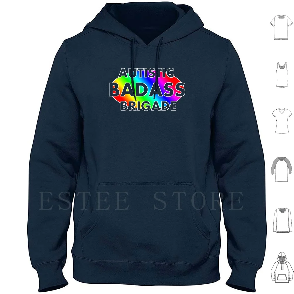 

Autistic Badass Brigade-Dark Colored Background Hoodies Long Sleeve Autism Social Justice Badass