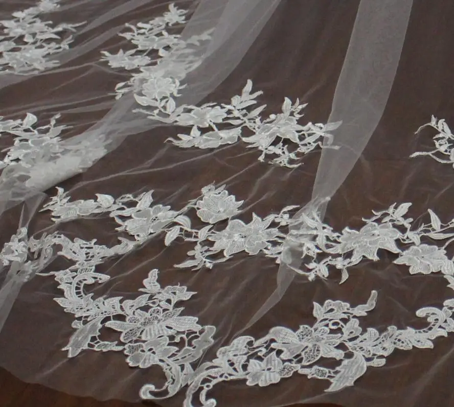 Long Wedding Veil with Lace Appliques 3 Meters Bridal WITHOUT Comb Cover Face Welon veu de noiva | Свадьбы и торжества
